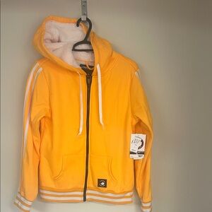 Women’s Yellow Hooded Varsity Jacket
